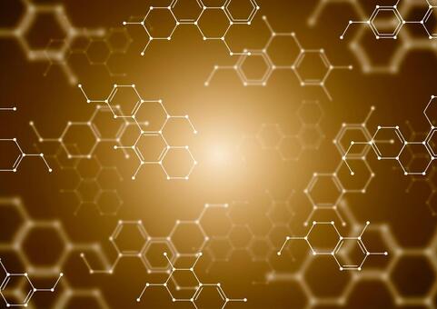 ゴールドのかっこいい化学構造式の背景素材 化学,構造式,幾何学,ライン,サイエンス,光,スタイリッシュ,ゴールド,背景のイラスト素材