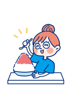 かき氷を食べる女の子 人物,女の子,かわいい,かき氷,夏,シロップ,食べるのイラスト素材