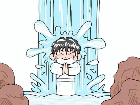 Illustration, waterfall, male, splashes, 