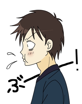 面白くて噴きだす男性　横顔 人物,噴きだす,面白い,笑う,唾,汚い,横顔,男性,茶髪,コミカルのイラスト素材