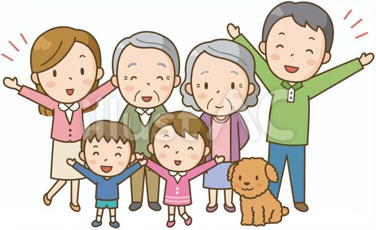家族 家族,集合写真,家族団欒のイラスト素材