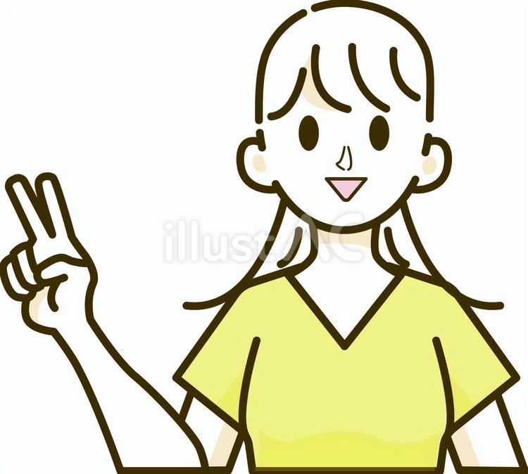 女性の指文字（半袖２） 人物,女性,笑顔のイラスト素材