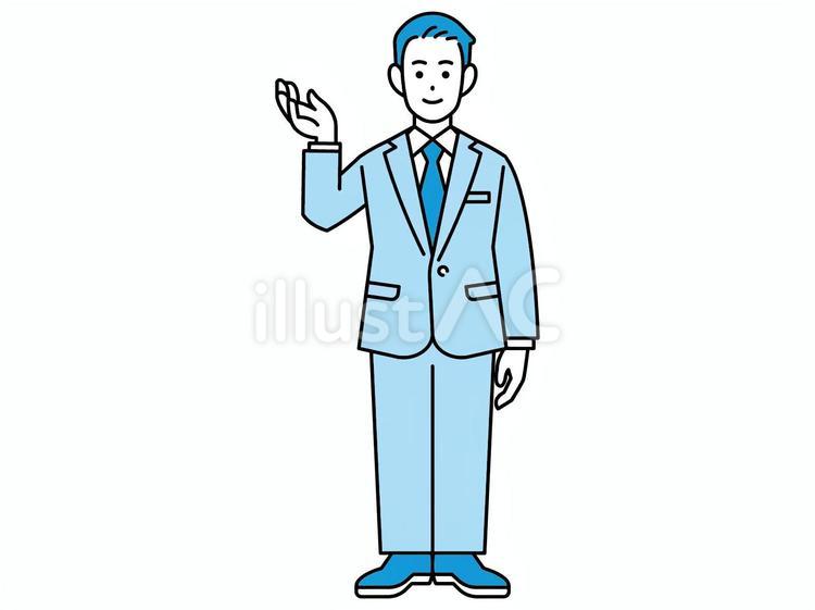 立って手を上げて案内するビジネスマン ビジネス,仕事,人物のイラスト素材
