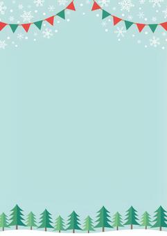クリスマス背景・縦（雪・ガーランド）1 クリスマス,背景,縦,縦向き,縦型,雪,雪の結晶,もみの木,ガーランド,壁紙のイラスト素材