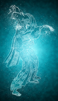 光の中の女性 浮世絵,光,全身,日本,和風,着物,和服,人,女性,イラストのイラスト素材