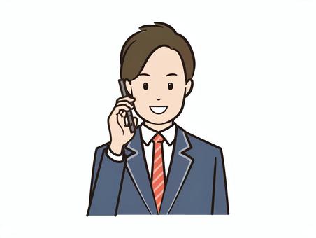 スマホで通話する笑顔のブレザー男子学生 スマホ,スマートフォン,通話,通信,学生,高校生,生徒,男子学生,男子,電話のイラスト素材