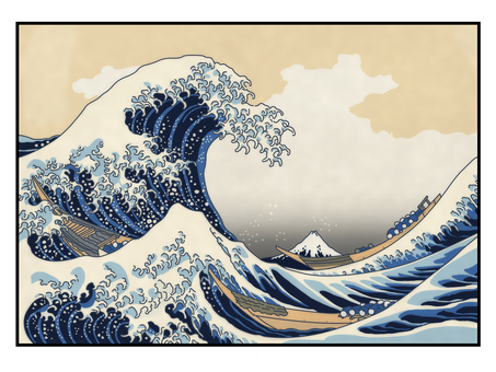 波の浮世絵 浮世絵,海,波,美術,アート,芸術,絵画,北斎,作品,富士山のイラスト素材