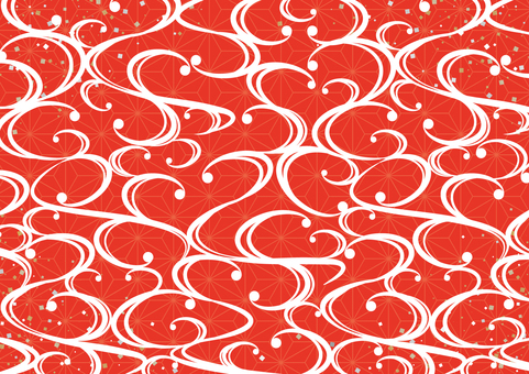 赤色の和風の渦のイメージ背景素材 和風,和柄,曲線,渦,紙吹雪,背景のイラスト素材