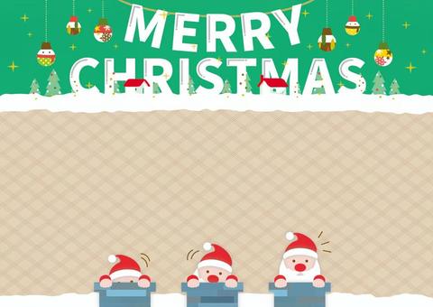 サンタとクリスマス雪景色フレーム_C03 クリスマス,フレーム,背景,飾り枠,サンタクロース,サンタ,雪,枠,雪景色,見出しのイラスト素材