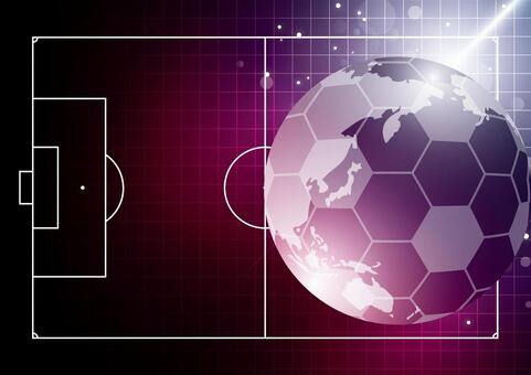 紫色の世界のサッカーとコートの背景素材 スポーツ,サッカー,ボール,世界,コート,グリッド,光,パーティクル,スタイリッシュ,紫色のイラスト素材