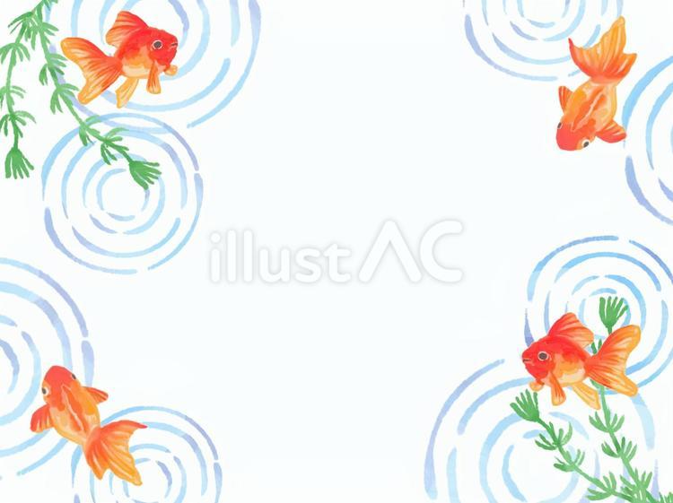 金魚と水草と壁紙  金魚,夏,背景のイラスト素材
