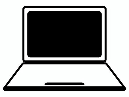 ノートパソコンのシンプルアイコン白黒 ノートパソコン,パソコン,pc,コンピュータ,ビジネス,オフィス,仕事,会議,在宅勤務,テレワークのイラスト素材