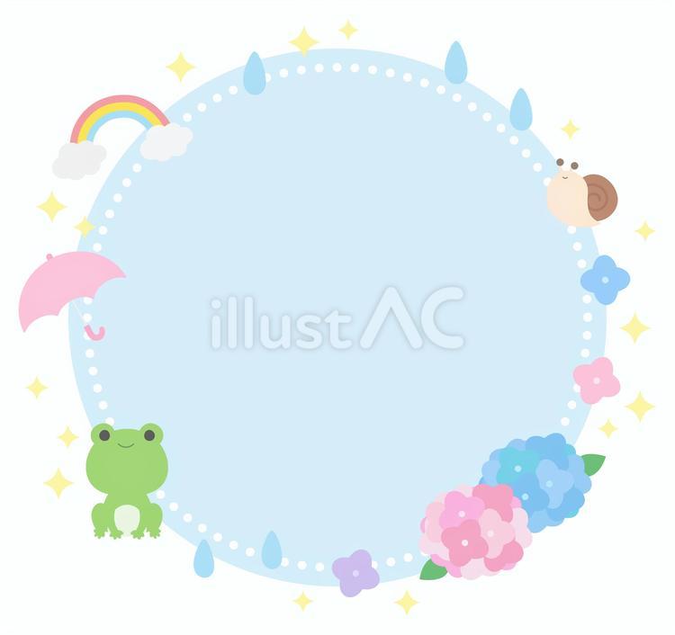梅雨のフレーム05 梅雨,あじさい,フレームのイラスト素材