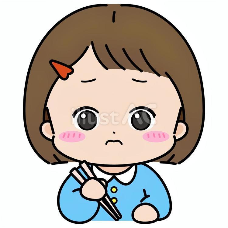 右手でお箸を持つ女の子３ お箸,持ち方,マナーのイラスト素材