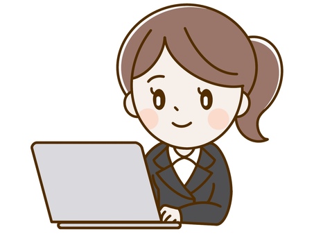パソコンで作業をする女性社員 人物,女性,社員,会社員,職場,ビジネス,ビジネスウーマン,サラリーマン,スーツ,働くのイラスト素材