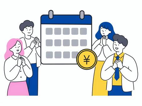 月額費用に安心するビジネスチーム 人物,月額,料金,サービス,支払い,ビジネス,説明,利用,契約,喜びのイラスト素材