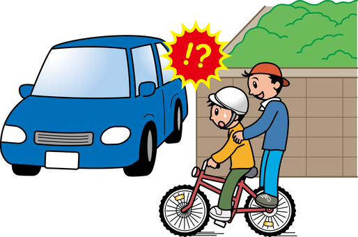 自転車の二人乗り運転【交通安全】 人物,小学生,子ども,児童,少年,男の子,男子,自転車,車,自動車のイラスト素材