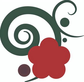 花と蔓のシンプルな飾り・ダーク 花,つる,渦巻,丸,飾り,挿絵,あしらい,ワンポイント,シンプル,単純のイラスト素材