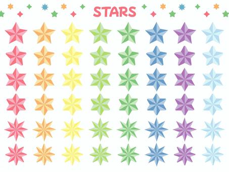 立体的な星セット/パステルカラー カラフル,立体的,シンプル,アイコン,web素材,背景素材,ベクター,セット,ビビッド,きれいのイラスト素材