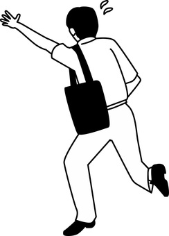 追う男性　白黒 走る,追う,焦る,急ぐ,後ろ姿,バッグ,半袖,男性,白黒のイラスト素材