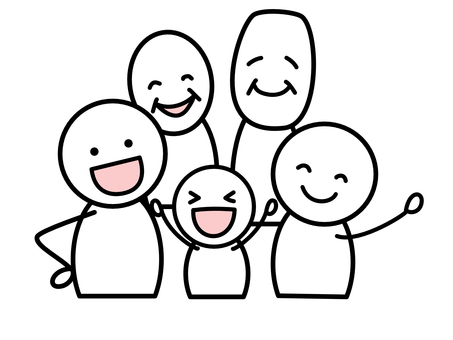 棒人間　家族（背景なし） 棒人間,人,家族,一家,親子,夫婦,両親,ファミリー,子供,お母さんのイラスト素材