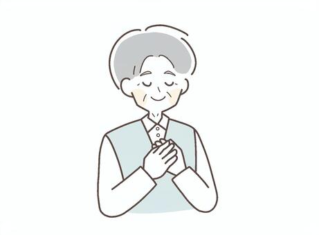 安心した穏やかな表情の年配男性のイラスト 安心,落ち着く,年配,中年,シニア,老人,男性,リラックス,穏やか,癒しのイラスト素材