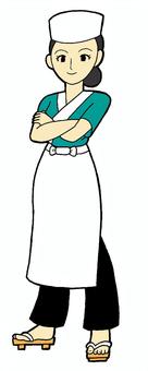 女性　板前　イラスト