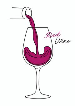 Illustration, red wine, glass of wine, hand drawn, 