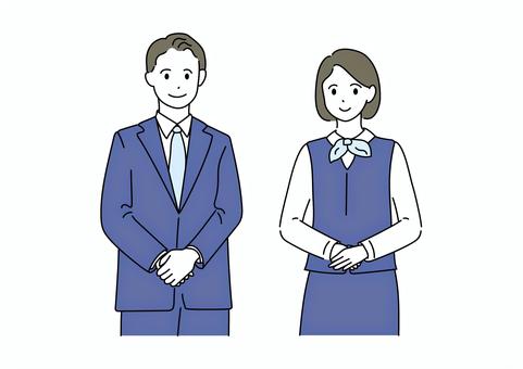 銀行や百貨店のビジネスパーソン 受付,接客,制服,ビジネス,ビジネスマン,男女,イラスト,仕事,銀行,百貨店のイラスト素材