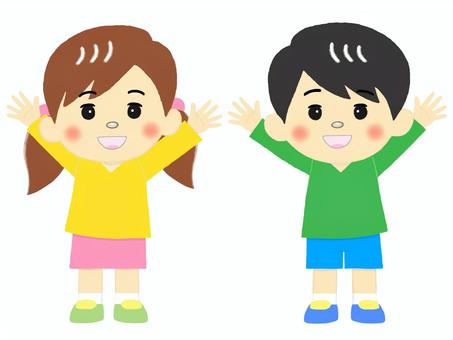 Illustration, children, primary school students, lower grade, 