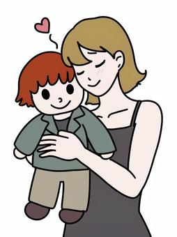 推しのぬいぐるみを抱く女性 女性,推し活,夏,ショートヘア,外はね,ぬいぐるみ,グッズ,ハート,キャミソール,うっとりのイラスト素材