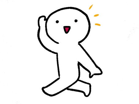 手を挙げて挨拶する人 人,気付く,あいさつ,笑顔,歩く,散歩,オリジナル,シンプル,イラスト,挿し絵のイラスト素材