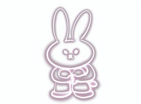拗ねたネオンうさぎ ネオン,うさぎ,拗ねる,体操座り,体育座り,しゃがむ,膝を抱える,座る,rabbit,怒るのイラスト素材