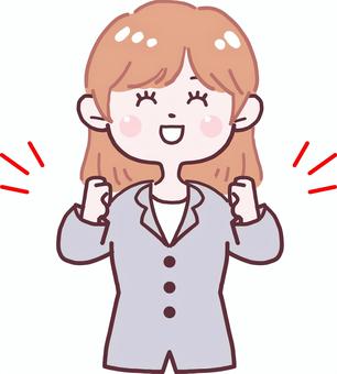 応援する女性会社員 応援する女性会社員 応援,女の人,人物のイラスト素材