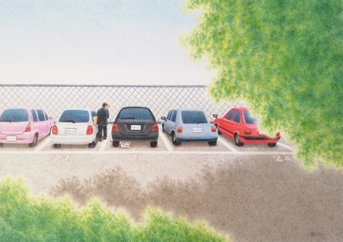 One day in the parking lot, JPG One day in the parking lot, parking lot, car, people, JPG