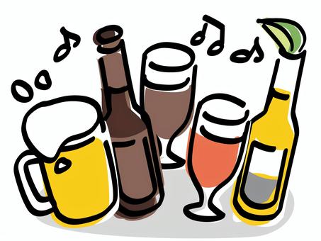 ビールで乾杯_色ズレゆるい絵　クラフト等 ビール,生,ジョッキ,クラフトビール,泡,レッドアイ,コロナボール,手書き,手描き,ゆるいのイラスト素材