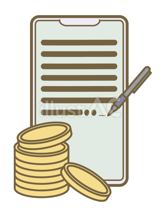 スマホで記事を書いてお金を稼ぐイラスト スマホ,スマートフォン,ライティングのイラスト素材