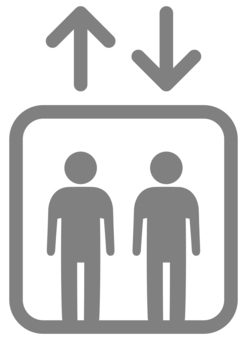 エレベーターのピクトグラム グレー エレベーター,昇降機,ピクトグラム,上,下,矢印,アイコン,ビル,マンション,デパートのイラスト素材