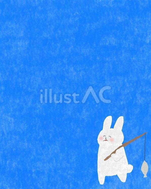 釣りに行くうさぎちゃん♪ かわいい,釣り,釣りざおのイラスト素材