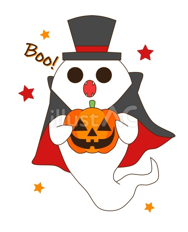吸血鬼の仮装をしたハロウィンのオバケ おばけ,ゴースト,ハロウィンのイラスト素材