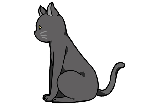 シンプルイラスト　黒猫 アイコン,シンプル,黒猫,横向き,猫,イラストのイラスト素材