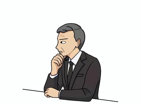 問題解決に悩むスーツ姿の中年男性 問題解決,悩む,考える,スーツ,男性,会議,中年,上司,困る,試案のイラスト素材