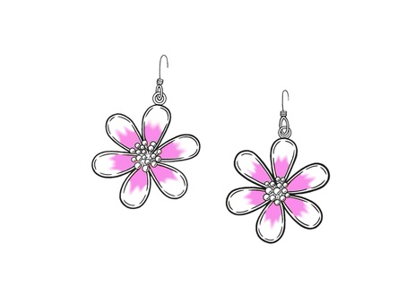 Illustration, flower, earrings, accessories, 