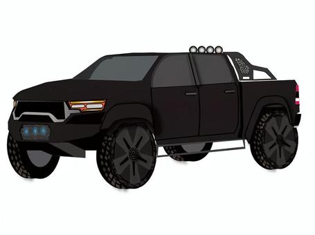 ピックアップSUV黒 高級車,乗り物,マイカー,中古車,新車,suv,セダン,ev,ハイブリッド,4輪駆動のイラスト素材