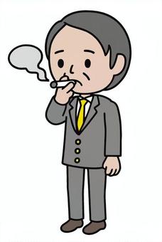 喫煙する人 喫煙する人 タバコ,喫煙,禁煙,休憩,一服,煙,リラックス,仕事終わり,男性,スーツのイラスト素材