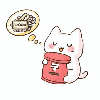 貯金箱を抱えお金のことを考えるゆるい猫 貯金箱を抱えお金のことを考えるゆるい猫 貯金箱,お金,猫,貯金,お小遣い,へそくり,ポスト,考える,節約,楽しみのイラスト素材