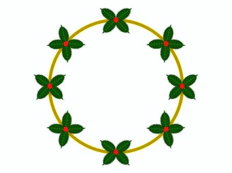 正月　リース 正月,リース,千両,センリョウ,植物,葉,果実,縁起物,利益,裕福のイラスト素材