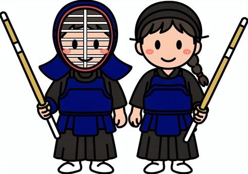 剣道の紺の子供たちです。 剣道,シンプル,スポーツ,部活,クラブ,サークル,武道,和風,面,胴着のイラスト素材