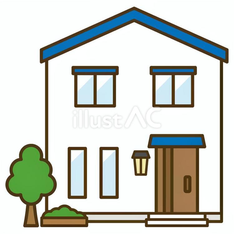 シンプルな一軒家＿白い壁＿青い屋根 一軒家,家,住宅のイラスト素材