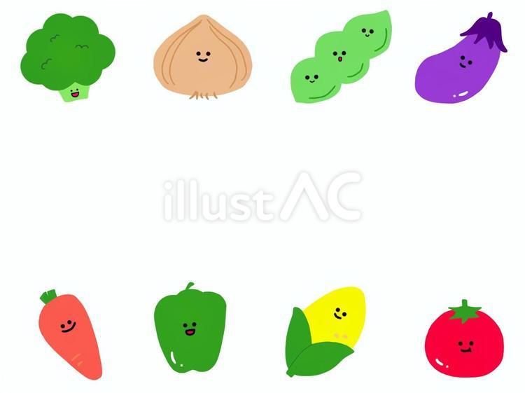 野菜フレーム 野菜,にんじん,ぴーまんのイラスト素材